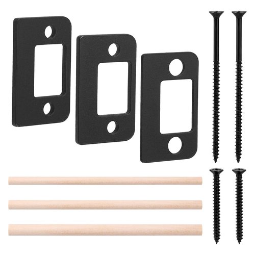 Standard Door Strike Shim Plates, Stainless Steel Lock Replacement Parts Door Frame Jamb Latch Restorer with 3 Thickness Doors Striker Repair Kits for Interior Exterior Doors (Matte Black)