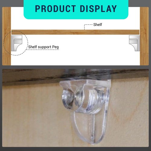 Qiyuda 30 Pcs Cabinet Shelf Support Pegs, 5mm Clear Plastic Wood Shelves Shelf Support Pins Shelf Holder Replacement Peg