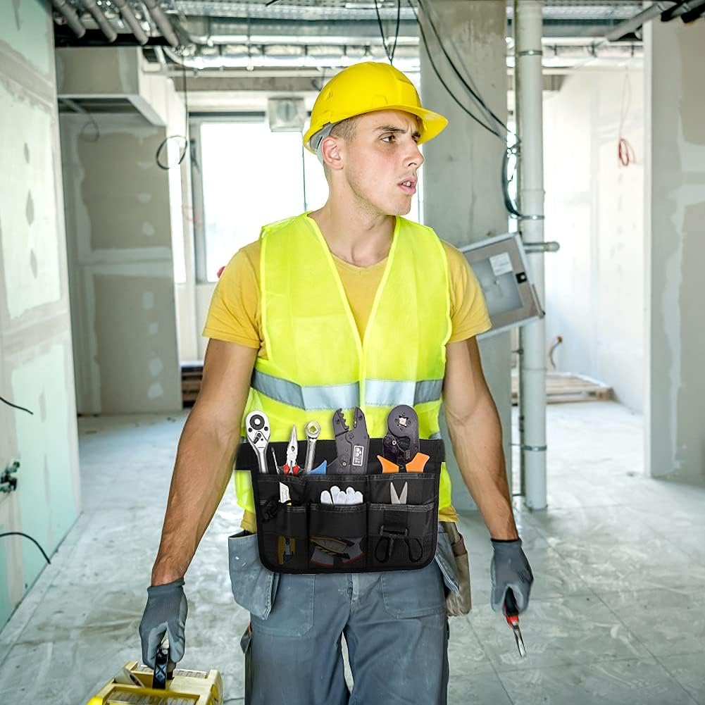 Gardening Tool Waist Bag Belt, Adjustable Garden Canvas Waist Bag with 7 Pockets of Different Sizes and Depth for Holding Gardening Tools and Home Decoration Tools