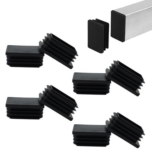 4 Pack 1" x 1-1/2" Rectangular Tube End Cap Plastic Plugs, Rectangular Tubing Plug Inserts for Metal Tubing, Fences, Glide Protection from Chair Legs and Furniture, Durable Plastic Hole Plugs, Black