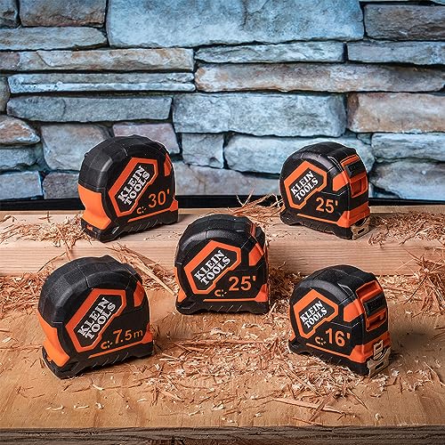 Klein Tools 9225 Heavy-Duty 25-Foot Tape Measure with Double Hook & Nylon Coated Blade