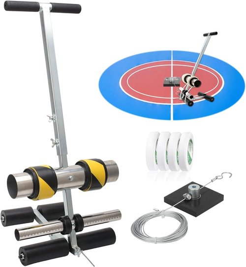 KKV Tape Marking Machine Hand-Push Tape Sticking Machine Lane Marking Applicator with Rubber Roller Manual Floor Tape Applicator,Basketball Court Marking Tool Kit for Driveway