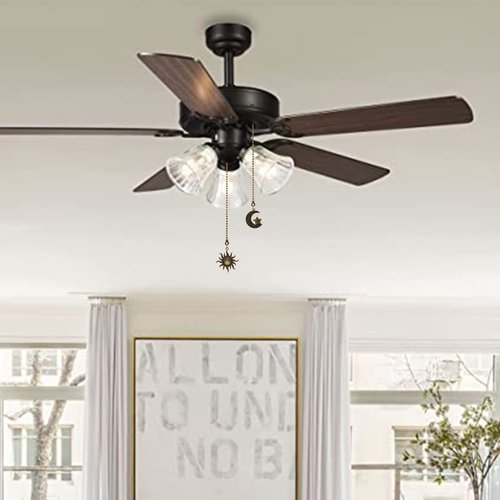Dotlite Ceiling Fan Pull Chain Set Decorative Totem Bohemia Pull Chain Pendant Extension 12 Inches Lighting Fan Beaded Ball Fan Pull Chain Extender Ornament with Connector Moon and Sun (Copper)