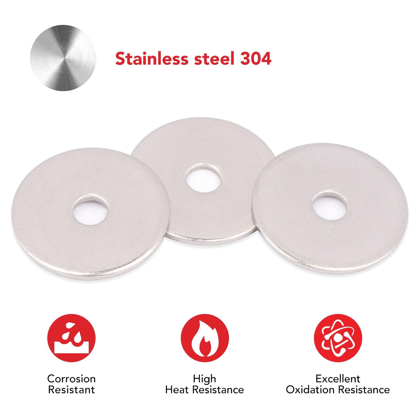 AOKOLL #10 x 1 Fender Washers 304 Stainless Steel Flat Washers Universal Metal Washers (#10 x 1 50PCS)