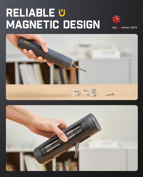 Fanttik S1 Pro 3.7V Electric Screwdriver, Power Screwdriver, 16 S2 Steel Bits, 3 Torque Settings, Max 6 N.m, 2000mAh Battery, LED Light, 1/4''Hex, Ideal Tool for Furniture, Gaming PC