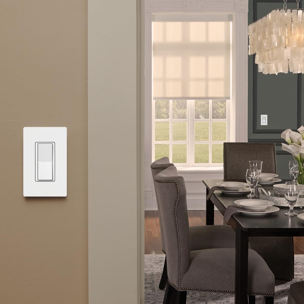 Lutron Caseta Smart Claro Accessory Switch for 3 way – For use only with Diva Smart Dimmer or Claro Smart Switch, DVRF-AS-WH, White