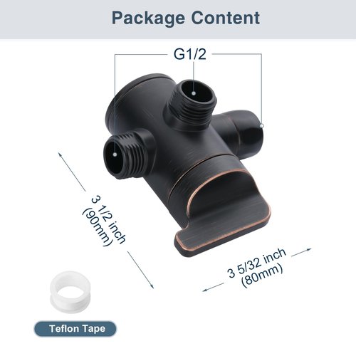 BRIGHT SHOWERS Shower Arm Diverter Valve for Hand held Showerhead and Fixed Spray Head, 3-Way Shower Head Diverter Valve, Oil-Rubbed Bronze