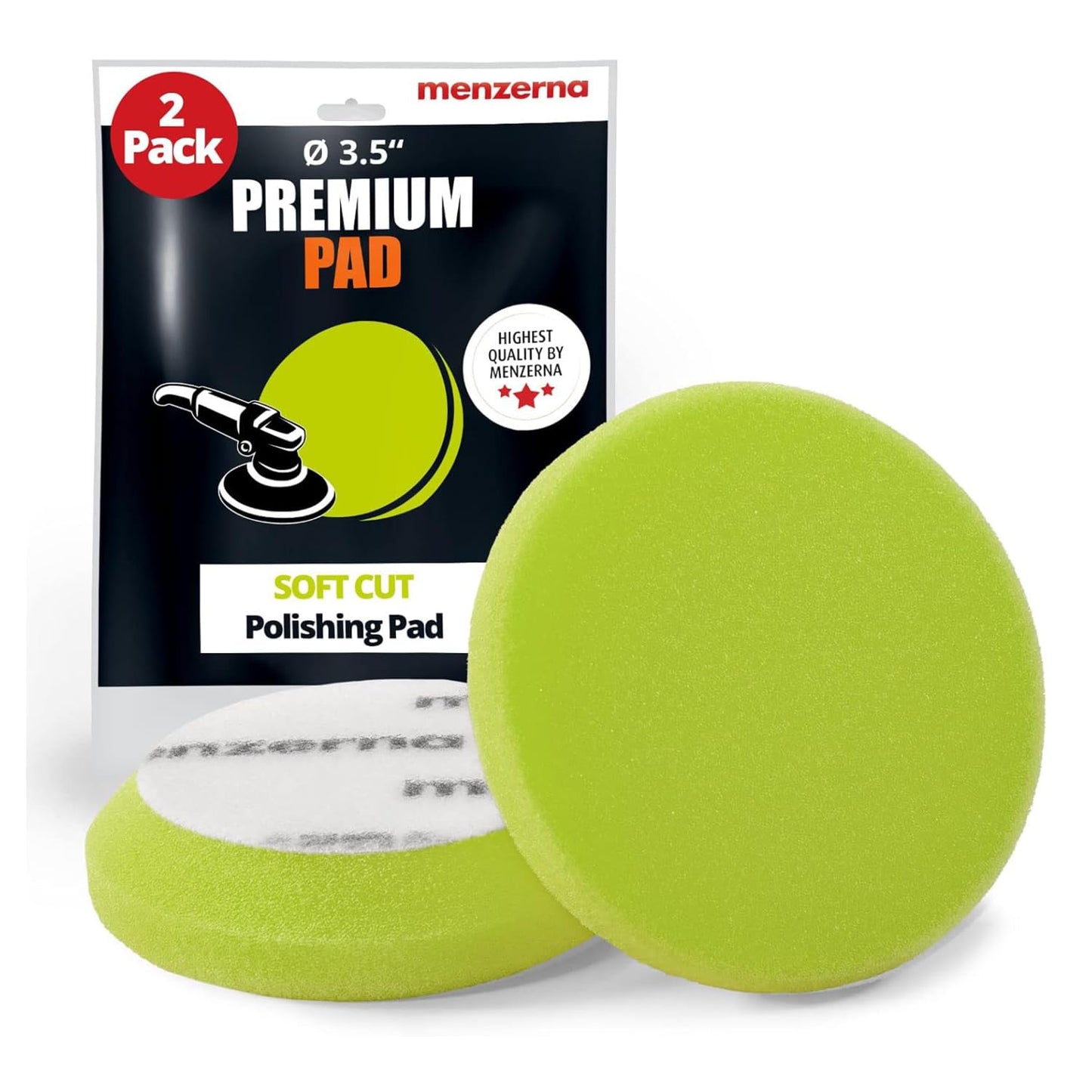 menzerna 3.5 Inch 2X Premium Polishing Pads Finish I High Shine Finishing Buffer Pad I Body Repair Buffing & Polishing I with Safety Edge, Velcro Attachment I Washable & Long Lasting
