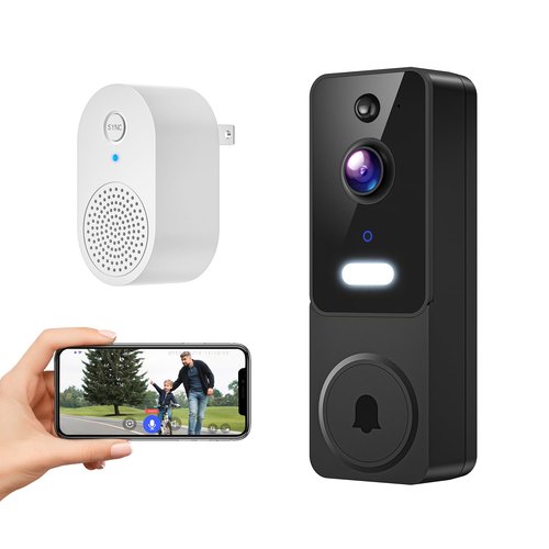 MeshSear Wireless Video Doorbell with Indoor Receiver, Enhanced Security with AI Human Detection, 2-Way Audio, Night Vision,Real-Time Alerts, Cloud Storage, Smart Home Protection