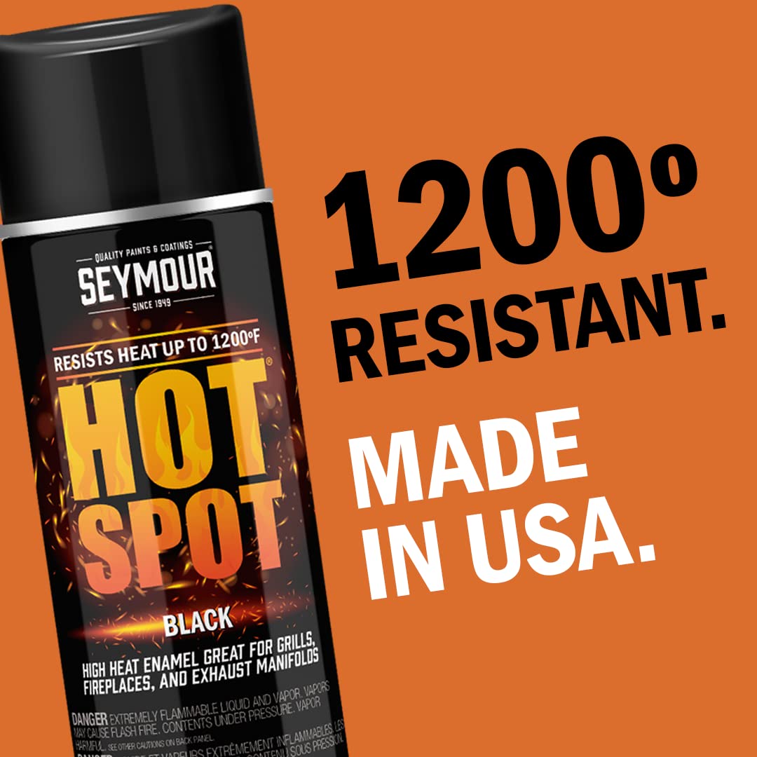Seymour 16-1201 Hot Spot High Heat Spray Paint Aluminum 12 oz - 1200°F Heat Resistant Coating for Grills, Stoves, Engines, Exhaust, VOC Compliant