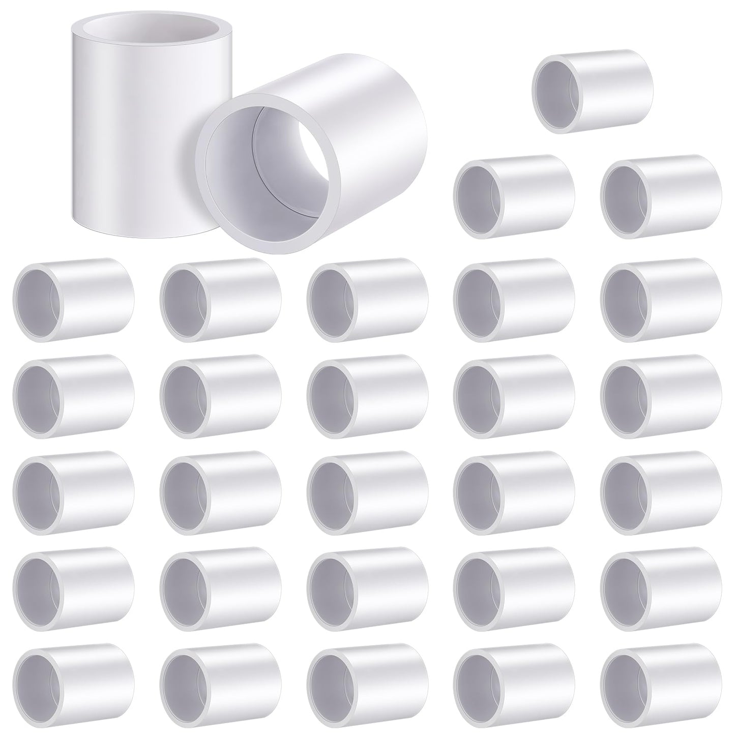 Frienda 30 Pack 3/4'' White PVC Pipe Coupling Adapter Pipe Fittings Schedule 40 Heavy Duty Slip Socket Connectors for Plumbing Irrigation Pool Garden
