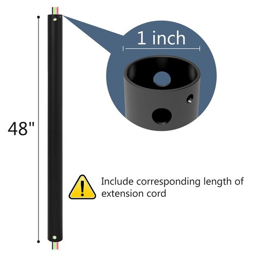 BOOSANT 48 INCH Ceiling Fan Downrod With Extended Wires,1 inch Outside Diameter, Extension Rod Only Ceiling Fans Compatible, Not Threaded(Black)