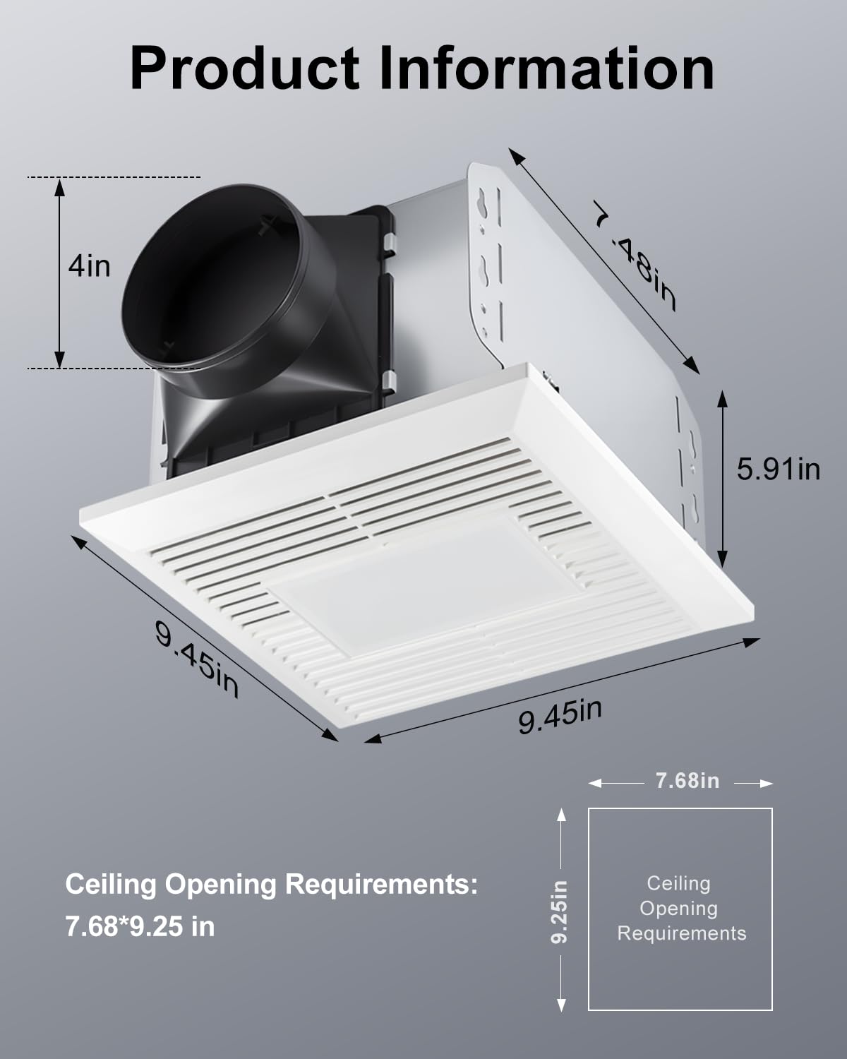 GROWNEER Bathroom Exhaust Fan with Light, 110 CFM 1.0 Sone Exhaust Fan No Attic Access Needed, Ceiling or Wall Mount, 7.68 x 9.25 inch, 35W Bathroom Fan with LED Light 3CCT Adjustable 600LM, White