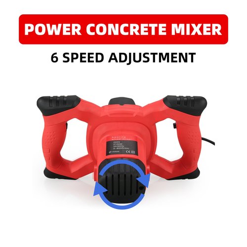 Cement Mixer 2300W, Handheld Electric Concrete Mixer with 6 Adjustable Speed, 110V Portable Mud Mixer Paint Mixer for Motar Grout Plaster Thinset Fodder Stirring Tool