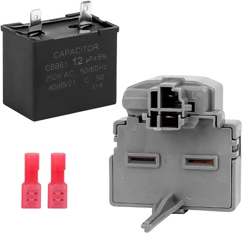 2319792 W10189190 W10197428 TSD2 Refrigerator Compressor Start Relay Device & W10662129 Run Capacitor by Fetechmate Compatible with Whirl-Pool Ken-More Refrigerator