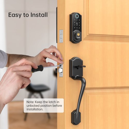 Smart Locks for Front Door, SMONET Front Door Lock Set Keyless Entry, Keyless Entry Keypad Deadbolt with Handle, Smart Deadbolt Fingerprint Bluetooth Digital Keypad