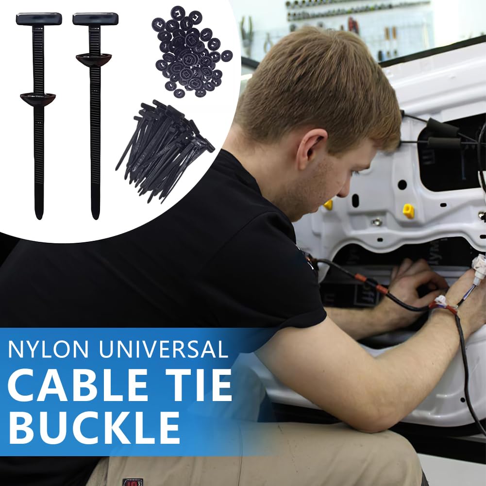Nylon Universal Cable Tie Buckle, Heavy Duty Self-Locking Zip Ties, UV-Resistant Cable Tie for Car Daily Repair, Multipurpose Wire Organizer Clip Tool (50)