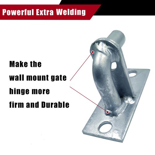 2 Pack Wall Mount Gate Hinges with Screws, Heavy Duty Farm Gate Hinges, Chain Link Fence Gate Hinges Fence Post Chain Link Gate Hinge with 5/8 Hinge Pin