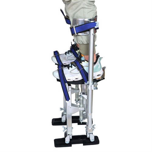 TJHSM Drywall Stilts Aluminum Alloy Stilts 18in-30in Adjustable Heights Aluminum Painters Stilts Silver for Working at High Places
