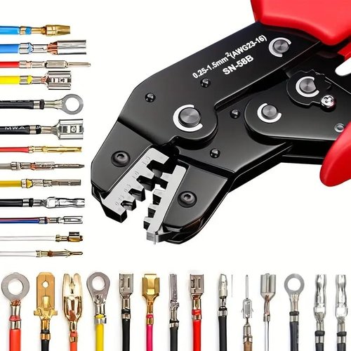 1 Pack Automatic Wire Crimper Tool for Small Electronics - Easy-Squeeze Spring Handle Plier to Fix Phone/Computer Wires, DIY Home Repair Kit.