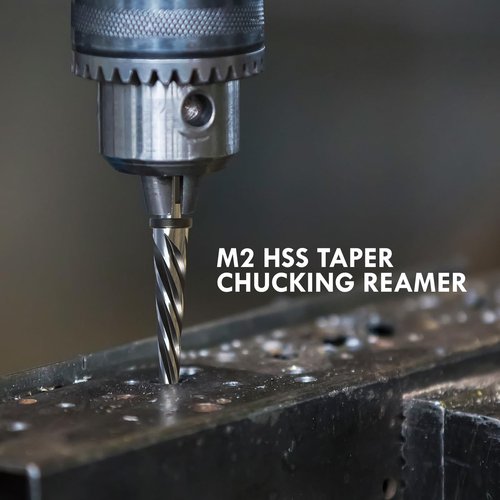 MACXCOIP 3/4" Bridge Construction Reamer, M2 HSS Taper Chucking Reamer Drill Bit with 5-Spiral Flutes Design for Steel, Alloy, Aluminum, Wood and Plastic