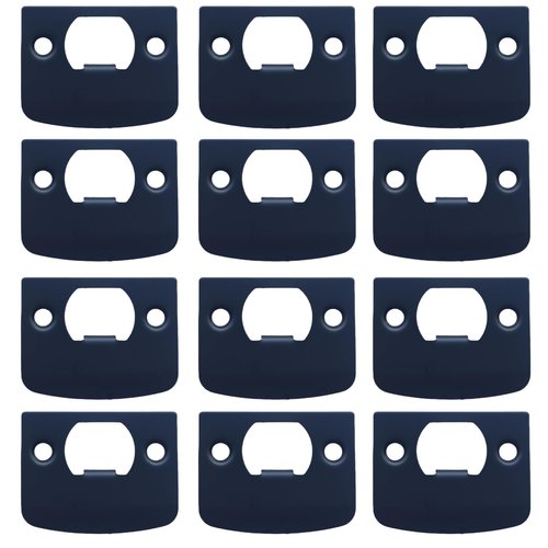 12-Piece Door Strike Plate Kit, Black Stainless Steel Deadbolt Covers & Reinforcement, Full Lip Round Corner, Fits Standard Wooden Doors & Locks (Square)