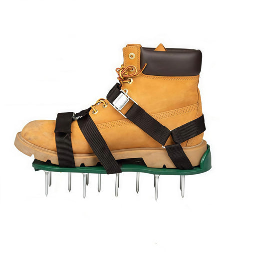 Twomissone Lawn Aerator Shoes with Hook & Loop Straps Heavy Duty Spiked Aerating Sandals One-Size-Fits-All & Easy to Use for Yard Patio Lawn Garden (DarkGreen)