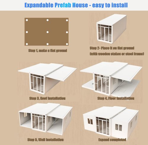 Mo-office 20ft Prefab unfoldable House casas prefabricadas para Vivir Tiny Homes to Live in for Adults Small Foldable Container House kit Mobile Modular Guest House for Sale Shed Storage Box,no Toilet