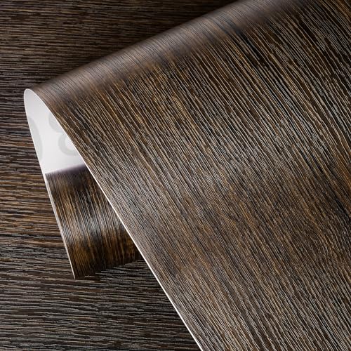 ReWallpaper Dark Brown Wood Peel and Stick Wallpaper 17.7 x 78.7 inches - Textured Vinyl Contact Paper for Furniture & Walls