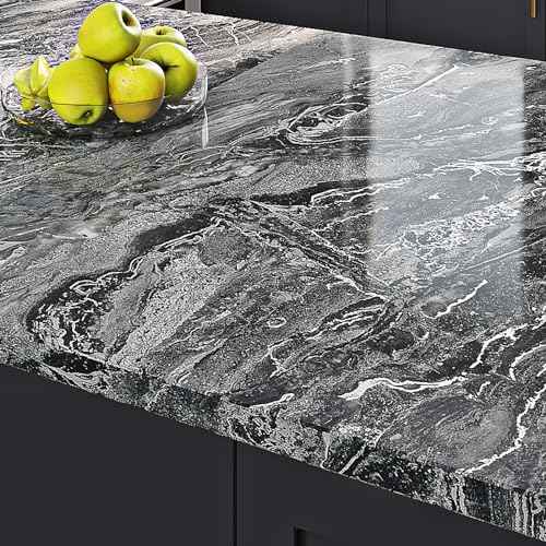 Livelynine Black Marble Countertop Contact Paper Waterproof Peel and Stick Countertops Self Adhesive Kitchen Wallpaper for Counters Bathroom Counter Top Covers Renter Friendly Desk Cover 15.8x78.8