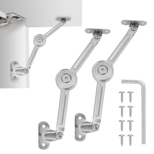 HBL' 2 Pack | Lid Support Hinges Heavy Duty Lid Stay Hinge – 110° Open Angle, Free Stop, Tension Adjustable, Supports Up to 50LBS for Upper Cabinets & RV Cabinets.