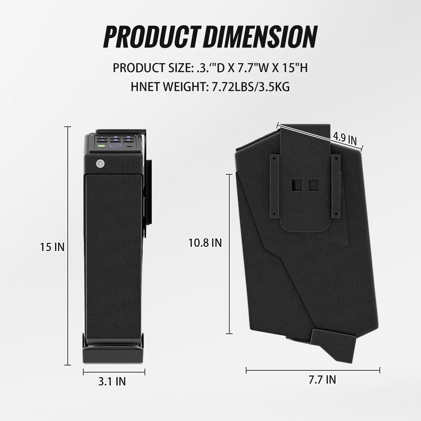 Biometric Pistol Safe LED Light,Quick Access Security Safe with Fingerprint 6-button Backlit Keypad,Auto Open Hidden Hand GunSafe for Bedside Home Nightstand Vehicle Desk (1 GUN UPGRADE)