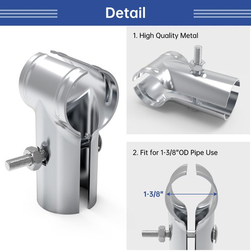 IRENPORU 6 Pcs End Rail Clamps 1-3/8", T Pipe Clamp for 1-3/8" OD Pipe Chain Link Fence End Rail T Clamp Panel T Clamps Chain Link Fence Parts