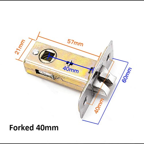 Reversible Tubular Latch Door Mortice Catch Bolt Screws Handle Silent Internal Easy Install Square Spindle for Toilet Bedroom Door Forked 40mm