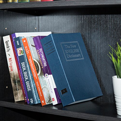 Amazon Basics Blue Large Book Safe with Key Lock - Hidden Disguised Storage for Valuables