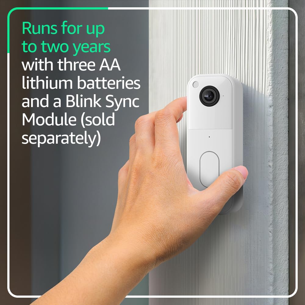 Blink Video Doorbell Add-on, White, with 1-Year Plus Plan