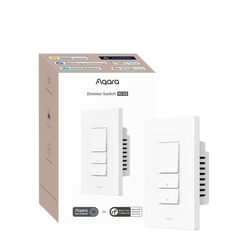 Aaqara Smart Dimmer Switch H2,2-in-1 Neutral,Thread/Zigbee Support,Silent On/Off Dimmer Light Switch for Incandescent,Halogen,Dimmable LED,ELV,and CFL