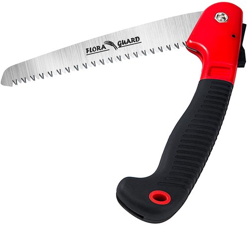 FLORA GUARD 7.7-Inch Folding Hand Saw, Pruning Saw with Trible-Cut Razor Teeth for Wood Cutting, Tree Trimming, Professional Camping Gardening Tools