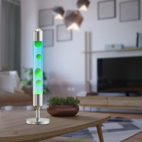 Kyzfy 24.4-Inch Relaxing Liquid Motion Lamps,Magma Lamps, Home Decor Living Room Office Bedroom Lamp ((Green Wax, Blue Water/Silver))