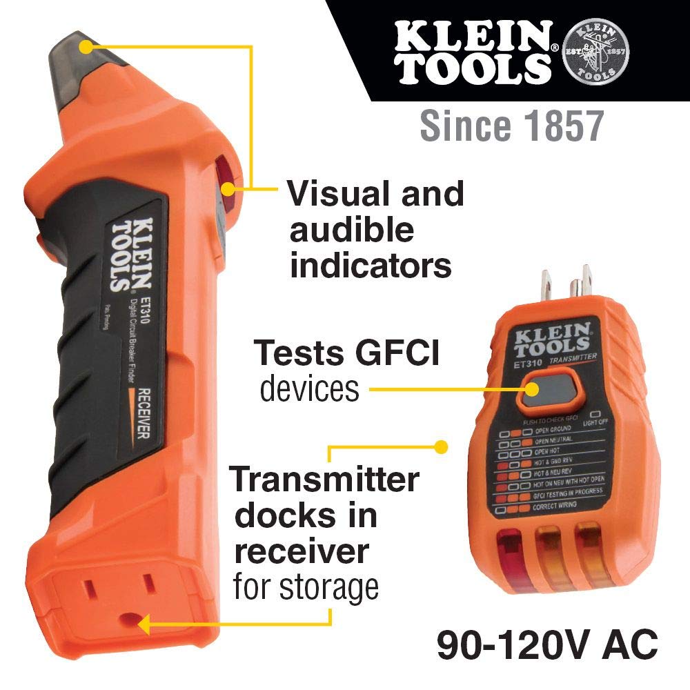 Klein Tools NCVT1PKIT Electrical Tester Kit with Non-Contact Low Voltage Test Pen, 50 to 1000V AC and GFCI Receptacle Tester, 2-Piece
