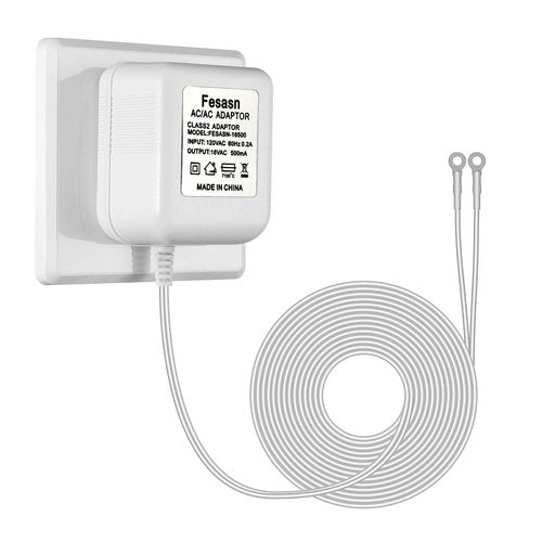Fesasn AC18V Doorbell Power Adapter for Ring Doorbell Wired, Compatible with Ring Zmodo Smart Doorbell and Nest Hello Doorbell (with 16.5 Foot Cable White)