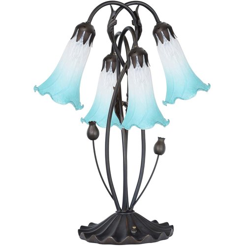 Bieye LS08 Lily Flower Blown Glass Lampshade (White Cyan, Opening I.D. 1.26" x O.D. 1.5")