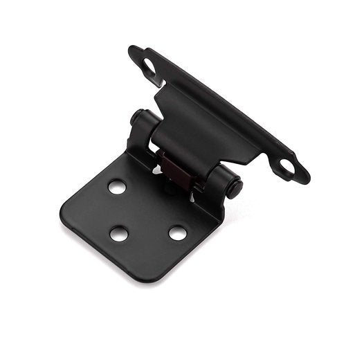 Ravinte 60 Pack (30 Pairs) 1/2" Overlay (Variable) Cabinet Hinges, Self-Closing Semi-Concealed Face Mount, Matte Black Decorative Hardware with Door Bumpers for Kitchen & Cupboard Doors