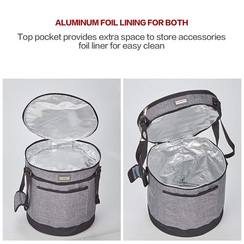 HOMEST 2 Compartments Carry Bag for 8 Quart Instant Pot, Pressure Cooker Travel Tote Have Accessory Pockets for Spoon, Measuring Cup, Steam Rack, Insulated Carrier with Easy to Clean Lining, Grey