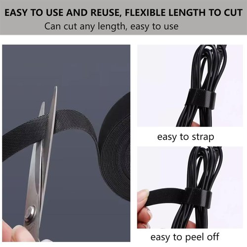 54 Yards x 1/2 Inch Reusable Cable Ties - BSELEYY Adjustable Cord Straps Cable Management Tape Cord Organization Straps Hook Loop Tape Cord Wrap for Home,Office, Wire Bundling (27Yd x 2 Rolls)