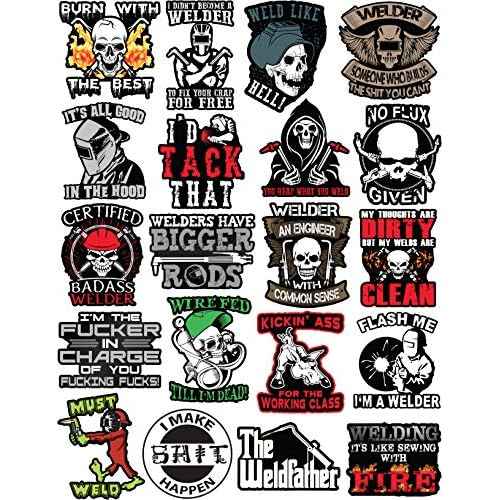 Welding Stickers for Hood & Tool Box - 100% Vinyl - For Adults - Badass Welder Including Flux, Rods, Hood, Flash, Fire, Welds