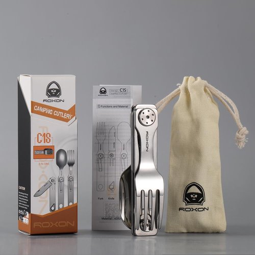 ROXON C1 3 IN 1 Camping Utensils Detachable Cutlery Knife Spoon Fork for Outdoor Camping Hiking