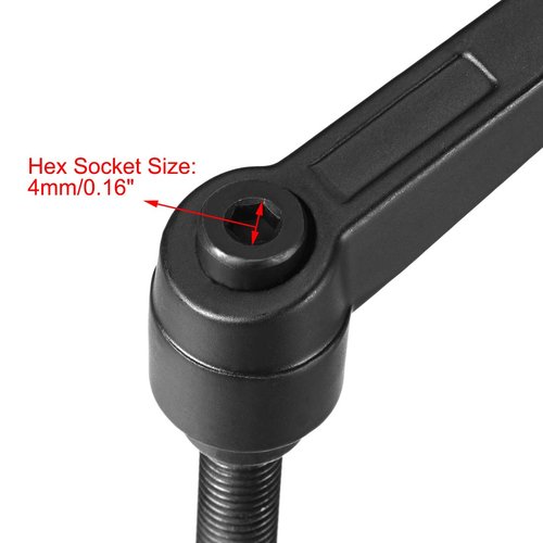 uxcell M8x40mm Handle Adjustable Clamping Lever Thread Push Button Ratchet Male Threaded Stud Knobs Locking Rotating Screw Handles Quick Release Bolt Black 2pcs
