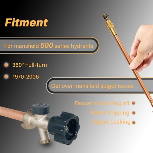 Upgrade Version 123-0093 Stem Assembly for 500 Series Mansfield Style Full-turn Hydrants from 1970 to 2006, 12-inch Overall Length, Prevent Leakage