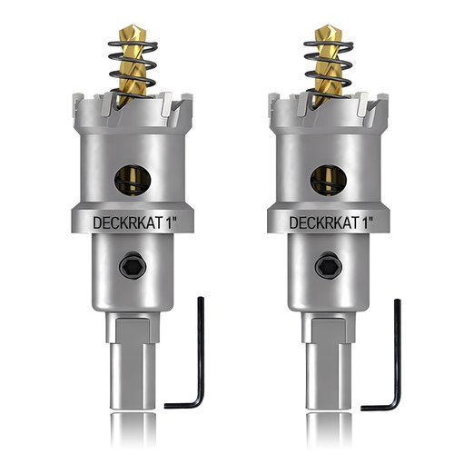 2-Pack 1" TCT Hole Saws for Hard Metal, Heavy Duty 25mm Tungsten Carbide Tipped Hole Cutters Set with Spring-Loaded Pilot Drill Bits for Stainless Steel, Metal, Iron, and Plastic